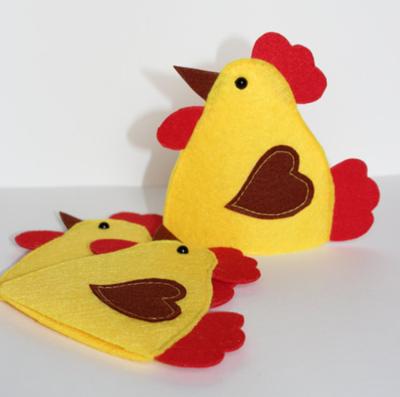 China Easter Decoration Chicken Cocks Easter Decoration Cute Hens Felt Egg Yolk Heaters for sale