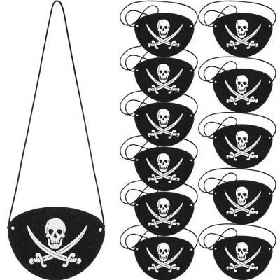 China 12 Pack Black Pirate Felt Eye Mask Patches One Eye Caribbean Captain Eye Mask For Halloween Party for sale