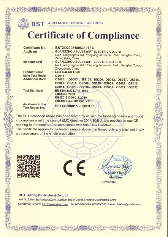 CE - Guangzhou Blueswift Electric Co., Ltd.