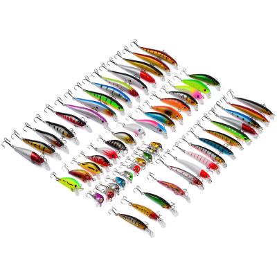 China Amazon 56PCS Plastic Supplier Mixed Fish Kit 374.48g Minnow Wobblers Crankbait Bait Hard Tackle Artificial Fishing Set for sale