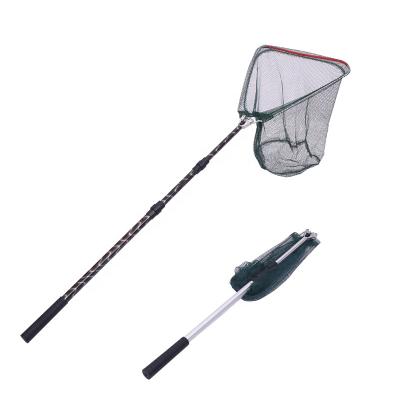 China Wholesale Aluminum Alloy 1.5m Handle Triangular Monofilament Big Folding Monofilament Landing Net Fish Landing Net for sale