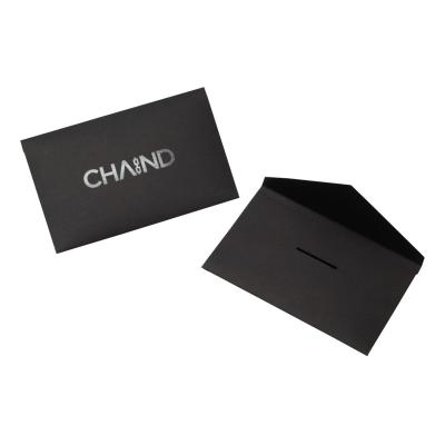 China Custom Gift Envelope Luxury Brand Black Logo UV Printing Black Paper Envelope For Greeting Cards Decoration Thank You Card Envelope for sale