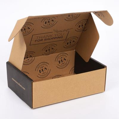 China Disposable Corrugated Cardboard Custom Hard Black Logo Printing Kraft Paper Delivery Shipping Box for sale