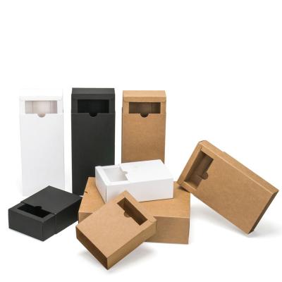 China Small Recyclable Brown Red Black Soap Recycled Kraft Paper Drawer Cartons Folding Paper Box Packaging for sale