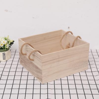 China Recyclable Customized Small Logo Lid Storage Wooden Gift Box Size Best Price No Wooden Box Jewelry With Rope Handles for sale