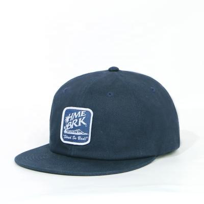 China COMMON six piece soft top flat hip hop hat navy blue eaves custom patch fitted snapback hat for sale