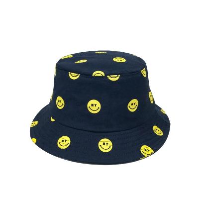 China Adjustable character and customized smiley face printing, high quality shading and comfortable bucket hat for sale