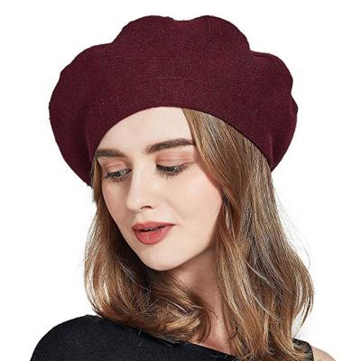 China Wholesale Character Lady 100% Wool With 40 Different Colors In Stock Beret Hat for sale