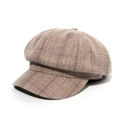 China 2021 verified autumn and new winter fashion plaid can adjust women's face shape beret hat for sale