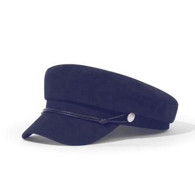 China Character Rope Rivet Suede Cotton Ladies Navy Hat High Quality Leather Beret for sale