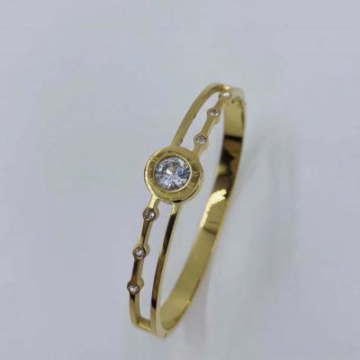 China 2022 Other Explosive Models Logo Jewelry Gift Diamond Accessories Custom Stainless Steel Gold Bangle Women for sale