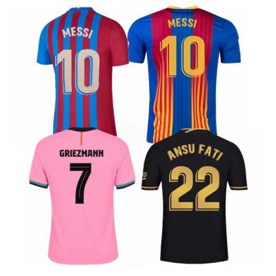 China Shirts & Main 21/22 new wholesale quality ANSU FATI Football Club messi GRIEZMANN seccer top thai jersey for sale