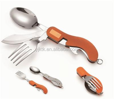 China Portable Outdoor Stainless Steel Tableware Camping Cutlery Machine Universal Multifunctional Tableware Tableware Spoon Knife Fork for sale