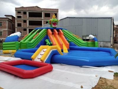 China 0.9mm PVC Mobile Land Ground Inflatable Water Park With Pool Slide Commercial for sale