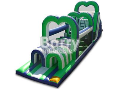 China Green Inflatable Assault Course Obstacles Plato 0.55mm PVC Material Durable for sale