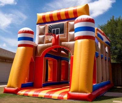 China Commercial Bouncy Castle Basketball Bounce House With Hoop Combine With Sport Game for sale