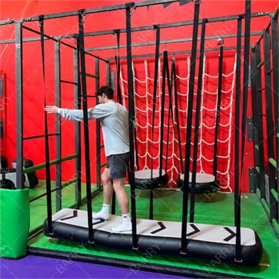 China Indoor Playground Ninja Warrior Obstacle Course Inflatable Hanging Obstacle Parkour 8ft Air Bridge for sale