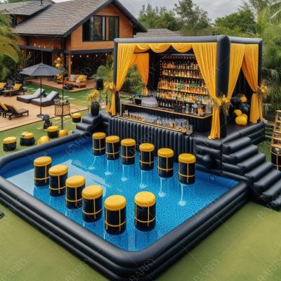 China High Quality  Pool Bar Inflatable Floating Pool Bar For Backyard Inflatable Bar Pool With Seats for sale