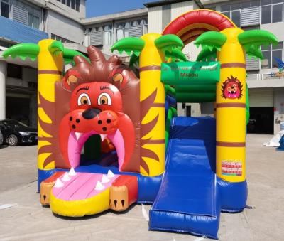 China PVC Inflatable Animal Lion Jumping Castle For Kids 5mLX5mWX4mH for sale