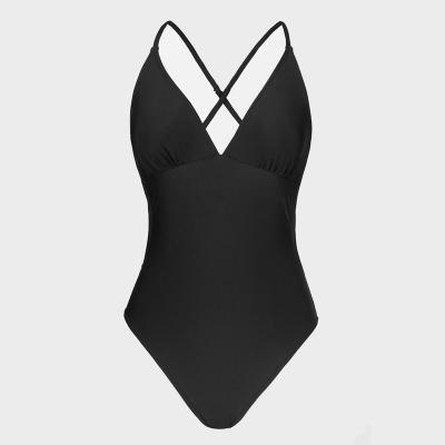 China Plus Size Women's fashion high cut one piece swimsuit sexy beach swimwear Black, blue and purple swimsuit for Ladies for sale