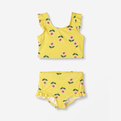 China Breathable 2023 High Quality Swimwear Little Girls Bikinis Recycled Print Two Piece Ruffle Set Swimwear for sale