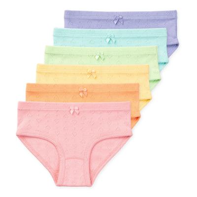 China Breathable Pure Color Wholesale Breathable Bowknot Sustainable Girl Heart Shape Children's Underwear for sale