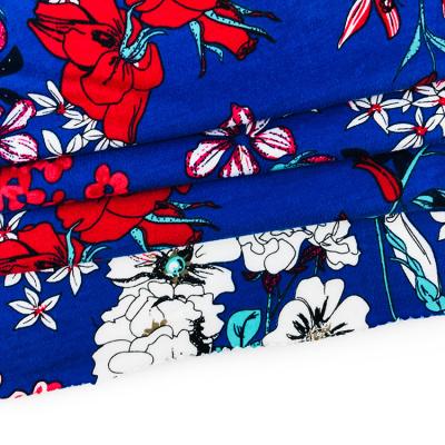 China Shrink-Resistant Flower Printed Poly Spandex 4 Way Stretch Jersey Knitted Fabric Spun Textile For Sale for sale