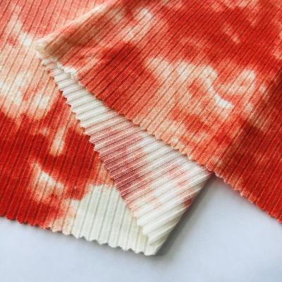 China Shaoxing anti-static rib printed fabric 96%polyester 4%sp 4*2 rib printed fabrics textiles for garment for sale