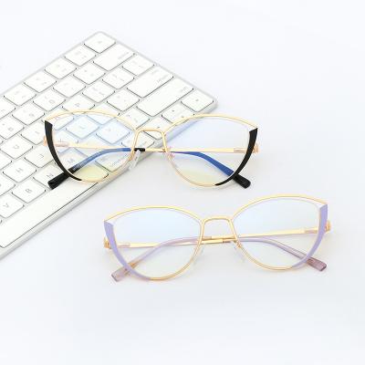 China Flat glass women's fashion soft blue light glasses 95721 new fashionable metal softer anti can be fitted myopia glasses for sale