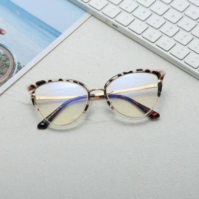 China 95303 Optical Sights Factory Chinese Spot Wholesale New Fashion TR Optical Glass Cat Eye Frame Anti Blue Light Handmade Women Glasses for sale