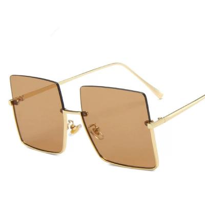 China Oversized Sunglasses 2021 Retro Women's Sunglasses Men's Fashion Rimless Square Big Square Sunglasses for sale