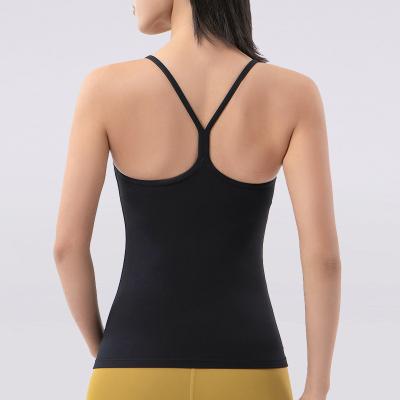 China Low MOQ Women's Private Label Fitness Wear Breathable Nylon Spandex Tank Tops Breathable Vest Workout Top With Padded for sale