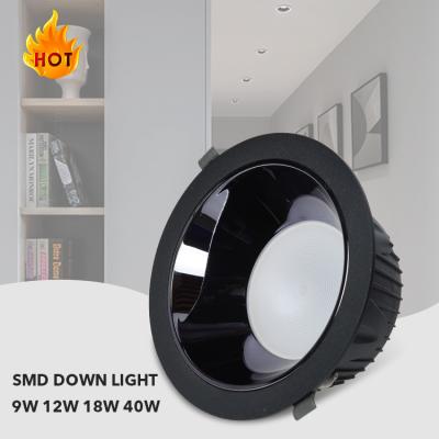 China Modern Recessed Goods Hotel Ceiling Recommended Indoor Anti-glare 9 12 18 40 Watt Led Smd Downlights With Driver for sale