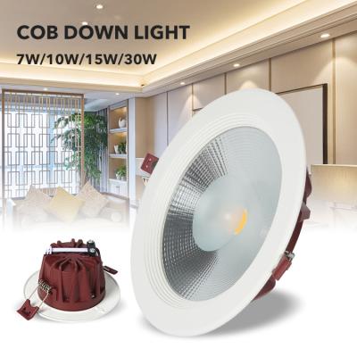 China New Style Custom Modern Aluminum Cob Dimmable 7watt 10watt 20watt 30watt Round Commercial Led Down Light With Driver for sale