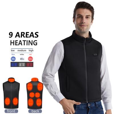 China Breathable Fleece 9 Zones Heated Body Warmer Jackets Vest USB Electric Battery Heated Vest With Battery Pack for sale