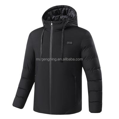 China Waterproof Cotton 11 Windproof Zones Men And Battery Warm Heating Hooded Jacket With USB Function Filling Outdoor Hiking Fishing for sale