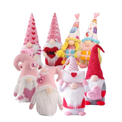 China Plush Valentines Day Gift Gnomes Plush Doll Ornaments Decorations Set Handmade Fabric Plush Gnomes Gnomes Decor for sale