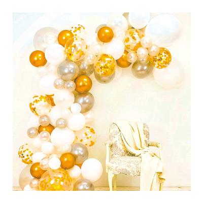 China 80Pcs Party Decoration Balloon Arch Garland Kit Gold Confetti White Latex Balloons Set For Baby Shower Wedding Birthday Party Decoration for sale