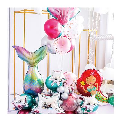 China Happy Birthday Decoration Girl Ocean Theme Party Baby Shower Fish Mermaid Foil Balloons Party Baby Shower Decorations for sale