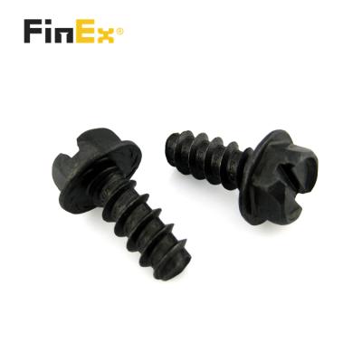 China Black Slotted Stainless Steel Hex Flange Head Self Tapping Screws for sale