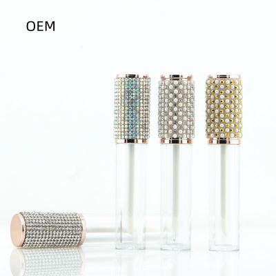 China Diamond Cosmetic Custom ABS Plastic Lip Gloss Tube 5ml Private Label Tube Lip Gloss Paster Containers for sale