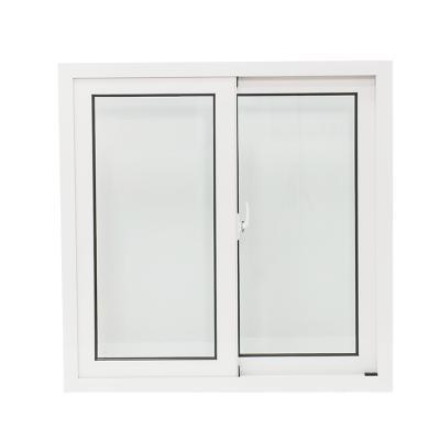 China Folding Screen China Factory Hurricane Impact Proof House 2 Track PVC Double Glazed Sliding Windows Wood Color for sale