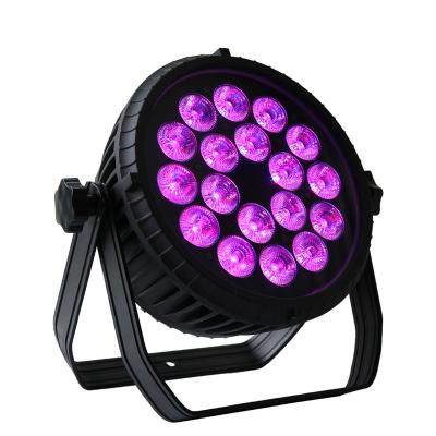 China Sports Stadiums/Stage/Bar/High Brightness Waterproof Par Flat Light Wedding/Business Control IP65 DMX 18*15W RGBWA 5in1 LED DMX512 for Outdoor Party Park Concert Lights for sale