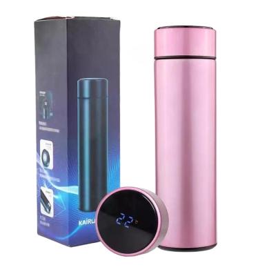 China PORTABLE Stylish 500ml Stainless Steel Water Bottle Thermos Mug With Temperature Display Cover Smart Gift Mug for sale