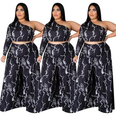 China D8299 Anti-pilling Clothing 2021 New Fashion Printed 2 Piece Women Plus Size 3xl Women's Two Piece Set for sale