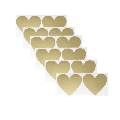 China Scratch Scratch-off Stickers Like Heart Shape Blank For Secret Code Cover Home Match Wedding Message 70mm*80mm Golden Heart for sale