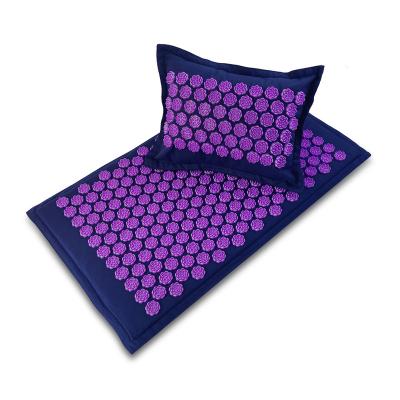 China Natural Canvas Acupressure Mat Pillow Set Blood Circulation Eco Plant Coconut Pain Relief for sale