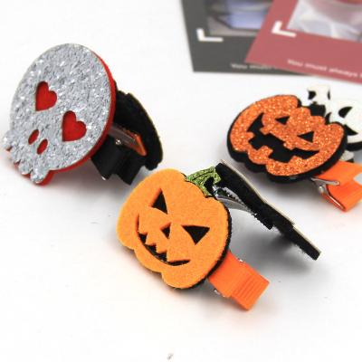 China Fashionable Cute Kids Hair Clip For Girl Metal Skull Pumpkin Halloween Hair Accessories for sale