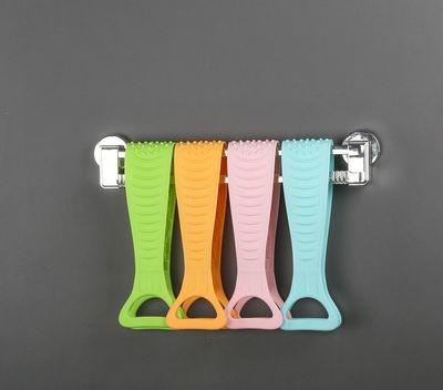 China EXFOLIATING Silica Gel Scrub Back Towel Pull Double Sided Powerful Mud Home Scrub Strap Back Bath Brush for sale