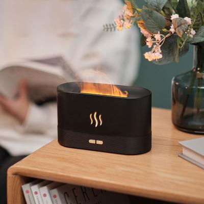 China Car Mini Home Office Flame Ultrasonic Portable Cool Mist Light Colorful Led Air Humidifier for sale